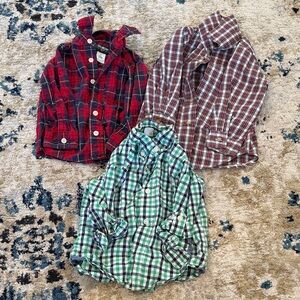 OshKosh B'gosh Kids Plaid Shirts - Red, Green, Brown
